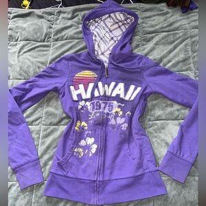Y2K Purple Hawaii Zip-Up Hoodie